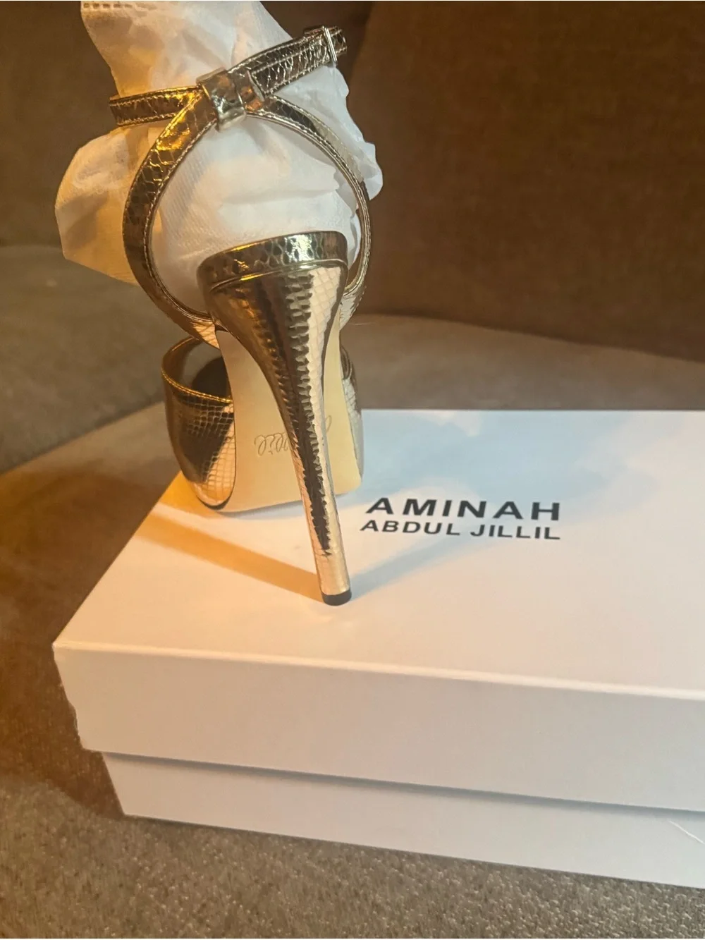 Gold High Heel Platform Sandals